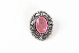 Oval Stone in Aged Casing Brooch available in 3 Colours